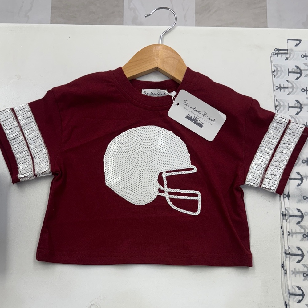 Maroon Kids Tee with Helmet Design